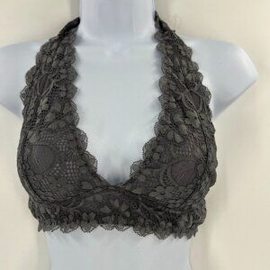 Free People Women Size Small Gray Galloon Lace Halter Bra‎
